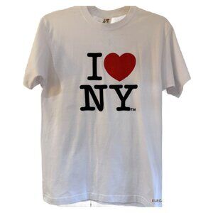 New York City Heart NYC White T-Shirt Top Adult M Rafia Cotton Graphic Tee New